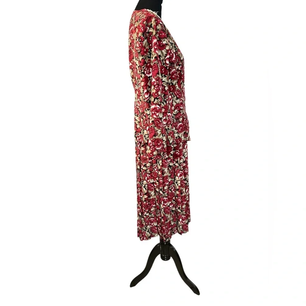 Vintage Volup Leslie Fay Women's Petite Floral Dress Size 16WP - Picture 3 of 15